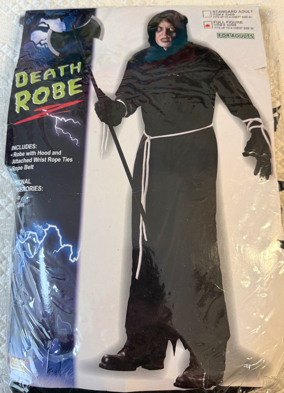 Adult Costume Grim Reaper Death Robe Size Mens Extra Large